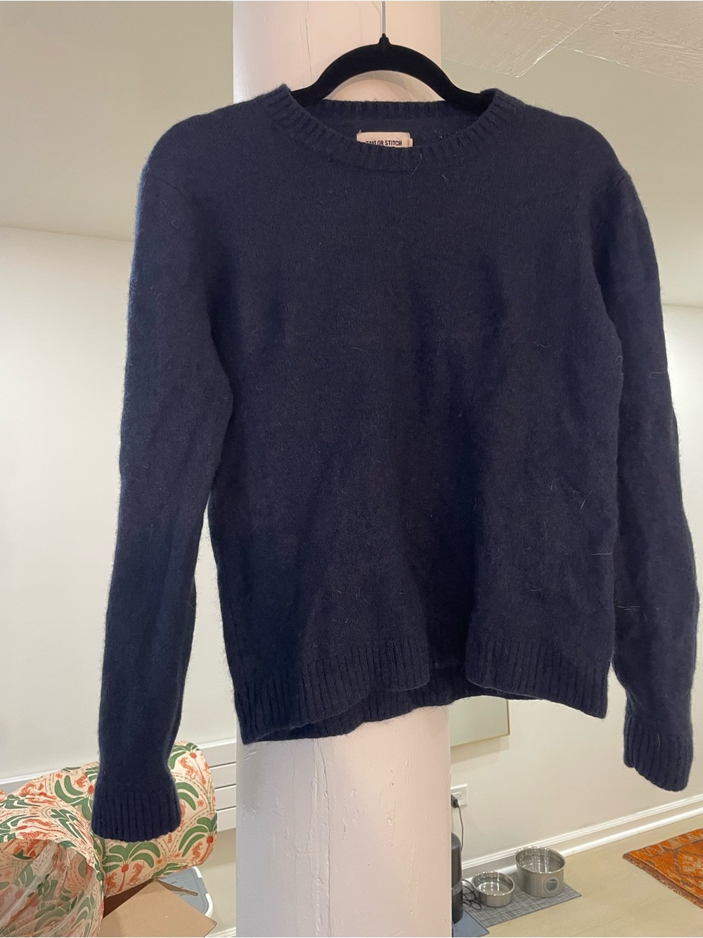 Wool Taylor Stitch Navy Crewneck Sweater